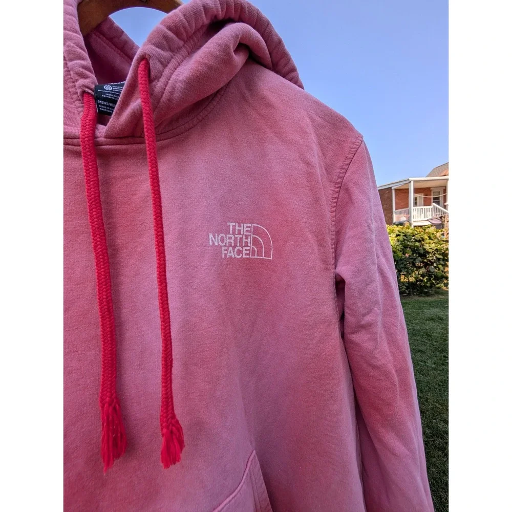 The North Face Hoodie‎ Mens Large Pink Red Drawstring Pullover Sweatshirt